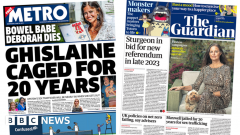 The Papers: ‘Ghislaine caged’ and ‘Sturgeon’s referendum quote’
