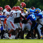Aaron Donald swings Bengals gamer’s helmet in brawl as Rams’ joint practice ends early