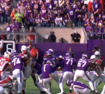 Cardinals lineman Leki Fotu obstructed a Vikings field objective with his dang face