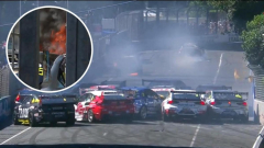 Enjoy Supercars crash: Macauley Jones’ Commodore goes up in flames in Gold Coast 500 pile-up stimulated by James Golding