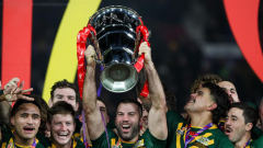 Australia rugby league World Cup champs. Kangaroos beat Samoa 30-10 in Rugby League Word Cup last at Old Trafford