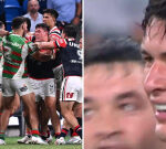 Roosters conquered Rabbitohs in hard-fought contest as a wild all-in-brawl triggers turmoil