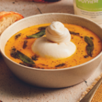 Pumpkin Soup with Pesto, Burrata & Sage