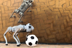 A four-legged robotic system capable of playing soccer on a range of surfaces