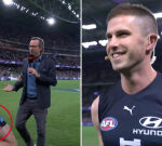 Retired Carlton AFL champ Marc Murphy’s charity goalkicking contest with Brent Harvey goes badly incorrect on Good Friday