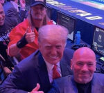 Donald Trump in participation at UFC 287 togetherwith Mike Tyson, Kid Rock