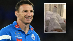 Brent Harvey concerns upgrade on his damaged leg after AFL legend made to wait one hour for ambulance