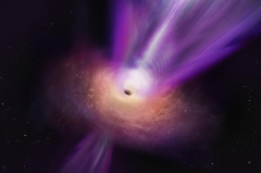 direct image of a black hole expelling a effective jet