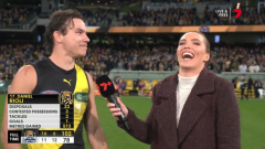 Richmond protector Daniel Rioli roasts himself with ‘cement’ sledge minutes after AFL upset over Geelong
