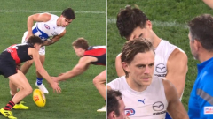 North Melbourne co-captain Jy Simpkin loses bearings in frightening concussion occurrence versus Essendon