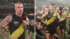 Dustin Martin pays homage to Trent Cotchin after Tigers commemorate promote’s 300th in design