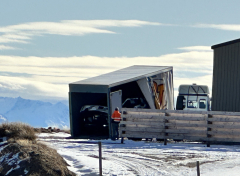 Tesla Cybertruck Frunk large open, spied in NZ Winter screening