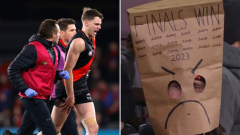 Essendon fall out of AFL top 8 with loss to Bulldogs as Jordan Ridley injury rubs salt in the injuries