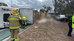 Truck bring thousands of chickens rolls near Brisbane