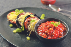 Roasted Mushrooms with Heirloom Tomatoes & Baked Beans