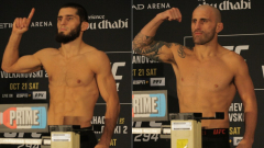 UFC 294 video: Islam Makhachev, Alexander Volkanovski make weight for light-weight title rematch