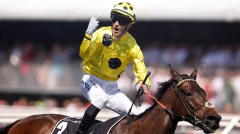 Melbourne Cup winning jockey Mark Zahra discusses two-fingered salute