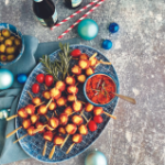 Air Fryer Gnocchi & Salami Skewers with Sundried Tomato Pesto