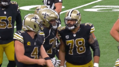 Derek Carr and Saints center Erik McCoy got into a warmed exchange while walking off the field