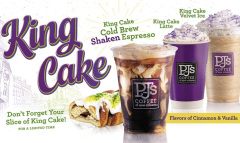 PJ’s Coffee to Offer Special King Cake-Themed Beverages for Mardi Gras Season