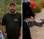 Male from Sunbury, Victoria rescue kangaroo from overruning drain in viral video