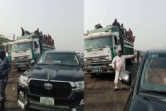FRSC Boss Stopped His Convoy To Arrest Overloaded Truck With Goods And Passengers