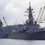 Japanese destroyers call at Cambodian port