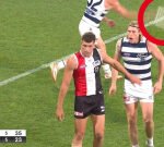 Gryan Miers tosses Rowan Marshall’s boot away in sneaky act throughout AFL clash in Geelong