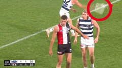 Gryan Miers tosses Rowan Marshall’s boot away in sneaky act throughout AFL clash in Geelong