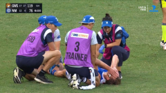 Josh Goater goes down with Achilles injury throughout North Melbourne’s AFL clash with GWS