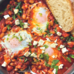 One-Pan Baked Beans & Eggs with Spinach