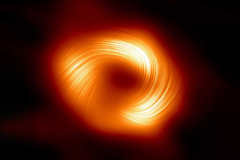 Strong magnetic fields spiraling at the edge of the Milky Way’s main black hole