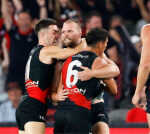 Essendon running maker Nic Martin equatesto club record in thrilling win over St Kilda