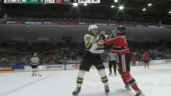 A Canadian Hockey League battle was recorded by a videocamera individual on the ice and the outcome is so cool