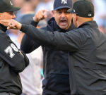 Yankees supervisor Aaron Boone got ejected after arguing a doubtful call on Juan Soto