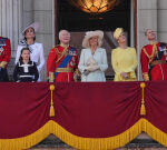 Royal household join on Buckingham Palace veranda throughout Trooping the Colour flypast