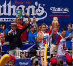 See Miki Sudo break a Nathan’s Hot Dog Eating Contest record with her 10th win