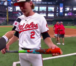 Gunnar Henderson provided an unbelievable Scooby-Doo impression after revealing off his personalized Home Run Derby bat