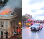 Firemens fight blaze inside lodging area of historical Oxford Hotel in Adelaide