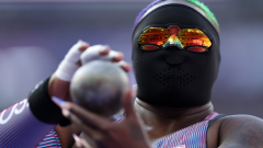 5 Raven Saunders images of the shot put star using a mask at the 2024 Paris Olympics