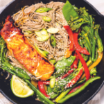 Miso-Glazed Salmon with Soba Noodles & Stir-Fry Vegetables