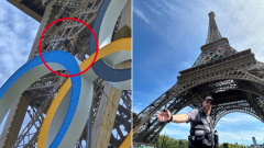 Olympics rocked by security emergencysituation as shirtless guy climbsup Eiffel Tower