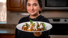 How to make simple caprese salad slider appetisers, video tutorial