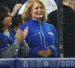 Is that Mary Hart in the front row of the Dodgers videogame? Here’s why the host was there