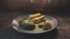 MKR dish episode 10: Eye Fillet with Polenta Chips, Brussels Sprouts and Garlic Butter