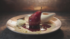 MKR dish episode 10: Drunken Pear with Vanilla Ice Cream