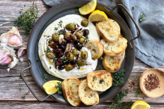 Whipped Feta with Roasted Olives