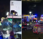 Truck smashes into 5 police automobiles, a Toyota Camry and a prime mover while leading cops on wild chase through Western Sydney