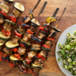 Chicken & Veggie Skewers with Herby Quinoa Salad