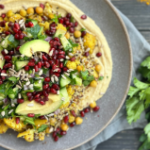 Hummus topped with Roasted Chickpea & Cauliflower